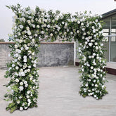 Lofaris Green White Fabric Rose Artificial Arch Flower Wall